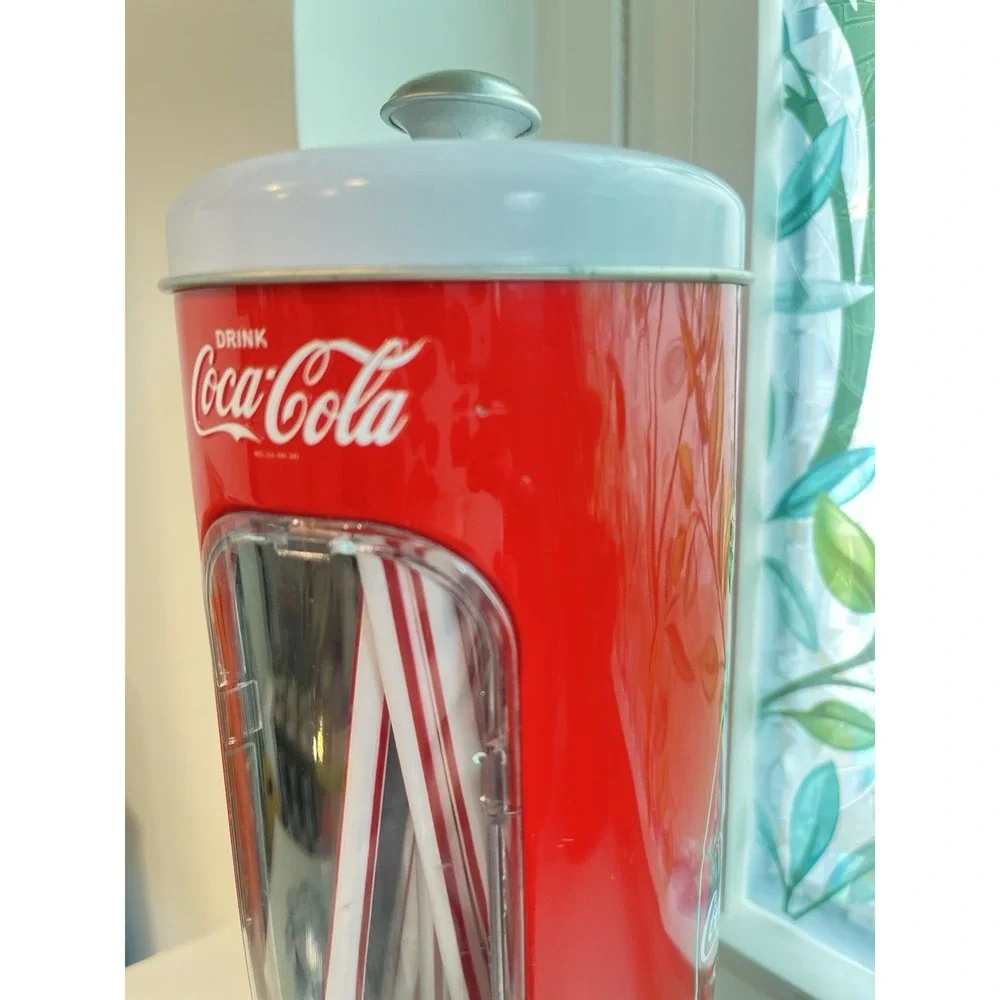 Coca-Cola Red Metal Tin Canister w/ White Lid 